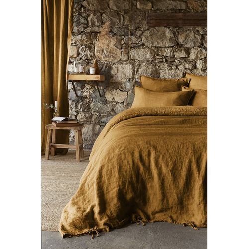 Lot De 2 Taies D'oreillers 60 X 60 Cm En Lin Lavé Caramel - Luisa