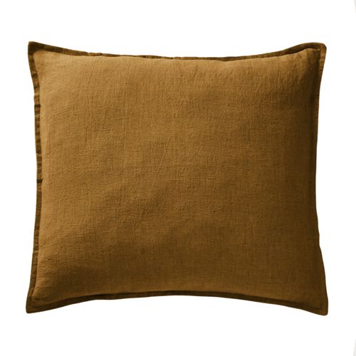 Lot De 2 Taies D'oreillers 60 X 60 Cm En Lin Lavé Caramel - Luisa