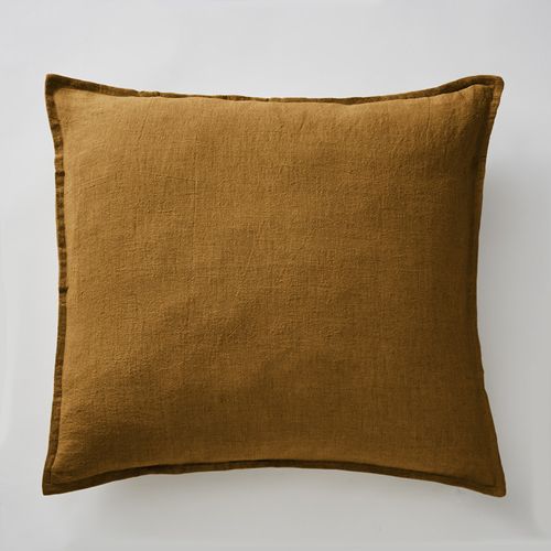 Lot De 2 Taies D'oreillers 60 X 60 Cm En Lin Lavé Caramel - Luisa