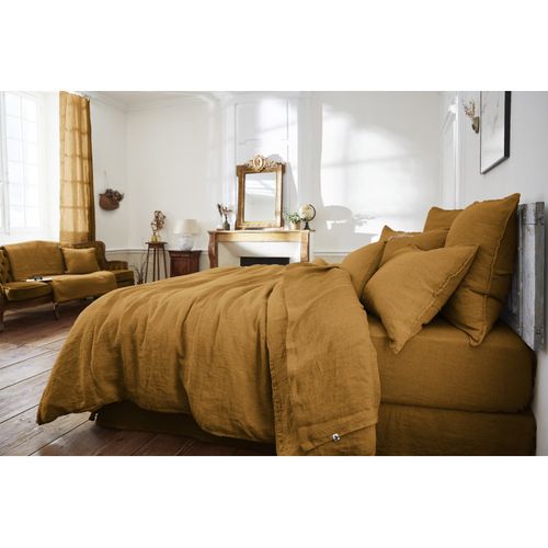 Lot De 2 Taies D'oreillers 60 X 60 Cm En Lin Lavé Caramel - Luisa
