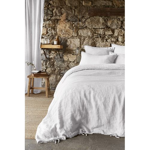 Housse De Couette 260 X 240 En Lin Lavé Blanc - Luisa