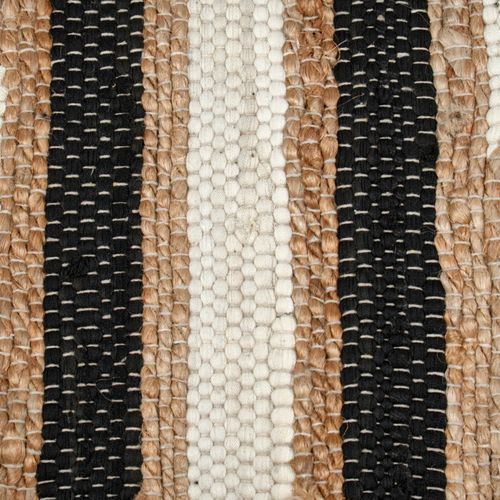 Tapis 140 X 200 Cm Tressé En Jute Avec Motifs Noir Et Blanc – Dune