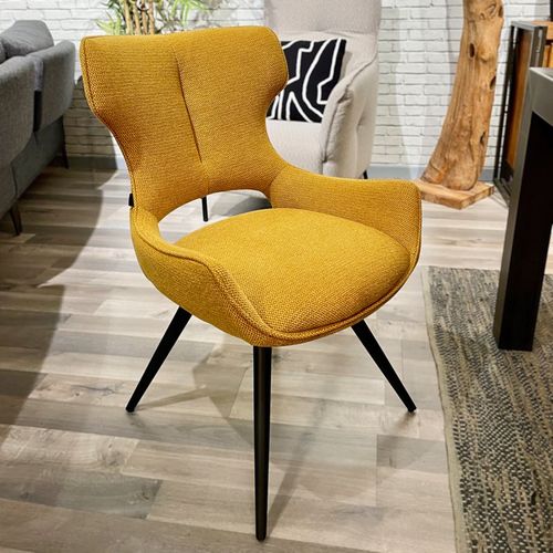 Lot 2 Chaises Pivotantes 180° En Tissu Jaune Et Pieds Métal – Seville