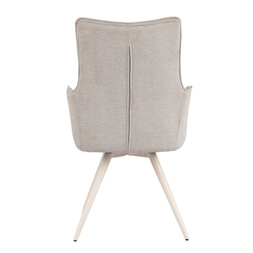 Chaise Pivotante 180° En Tissu Beige Avec Pieds Métal Blanc - Sabrina