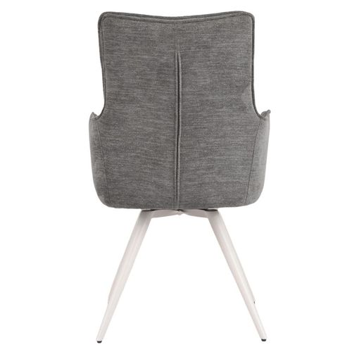 Lot 2 Chaises Pivotantes 180° Gris Foncé Pieds Métal Blanc - Sabrina