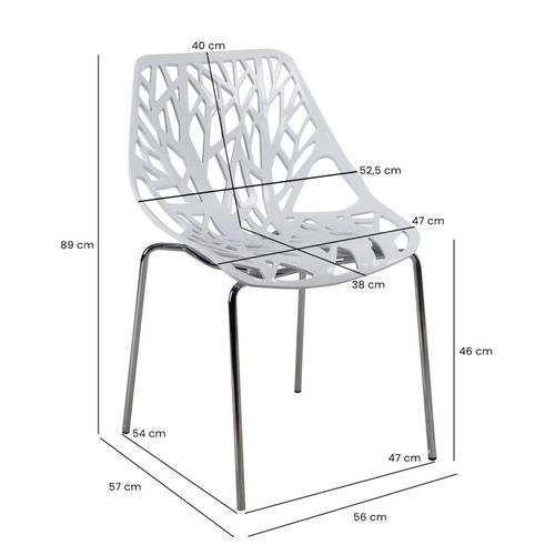 Lot De 4 Chaises Empilables Blanches Avec Pieds Métal Chromé - Timber