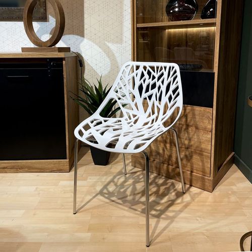 Lot De 4 Chaises Empilables Blanches Avec Pieds Métal Chromé - Timber