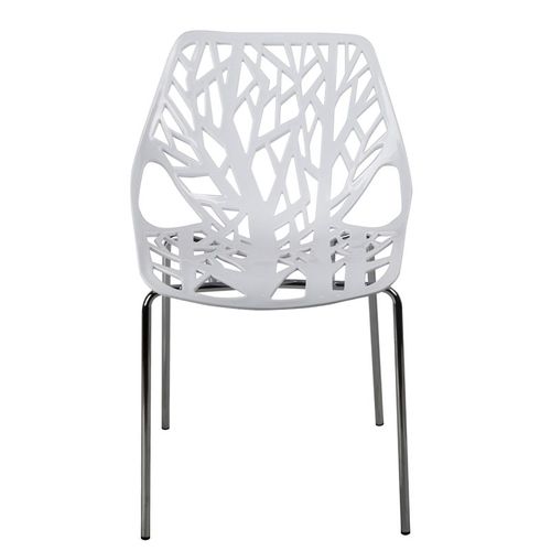 Lot De 4 Chaises Empilables Blanches Avec Pieds Métal Chromé - Timber