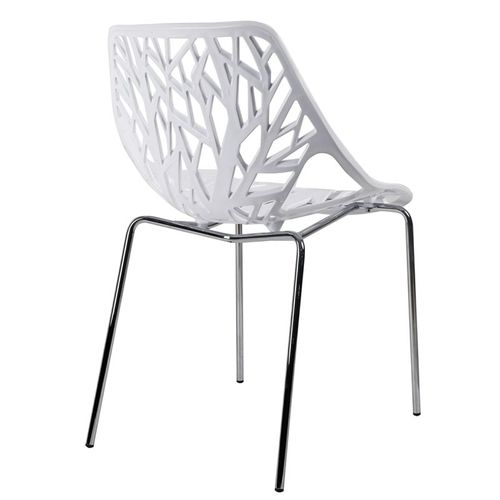 Lot De 4 Chaises Empilables Blanches Avec Pieds Métal Chromé - Timber