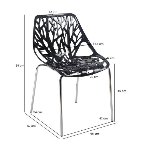 Lot De 4 Chaises Empilables Noires Avec Pieds Métal Chromé - Timber