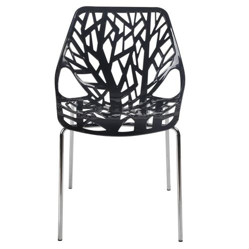 Lot De 4 Chaises Empilables Noires Avec Pieds Métal Chromé - Timber