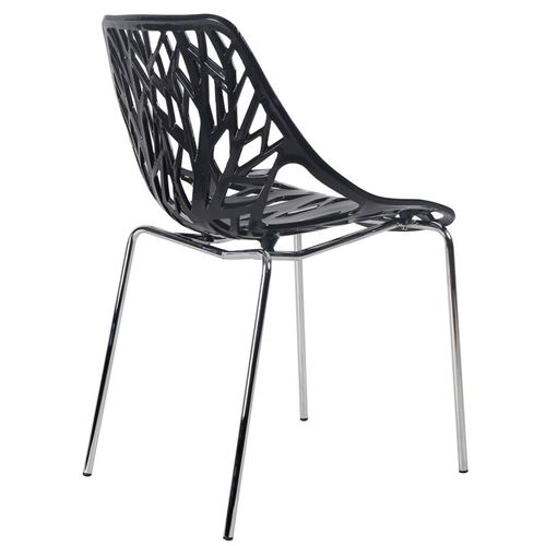 Lot De 4 Chaises Empilables Noires Avec Pieds Métal Chromé - Timber