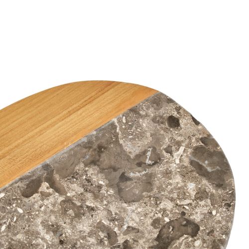 Planche à Découper Ovale 28 Cm En Marbre Gris Et Bois De Teck – Thena