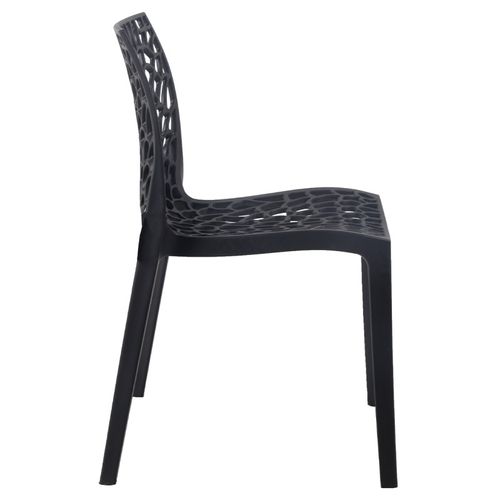 Lot De 4 Chaises De Repas Noires Ajourées Et Empilables - Gruyer 2