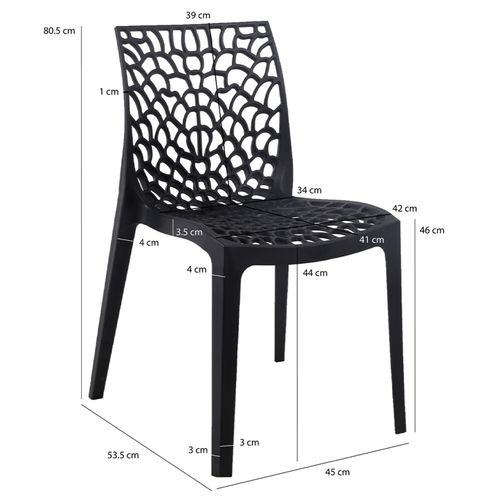 Lot De 4 Chaises De Repas Noires Ajourées Et Empilables - Gruyer 2