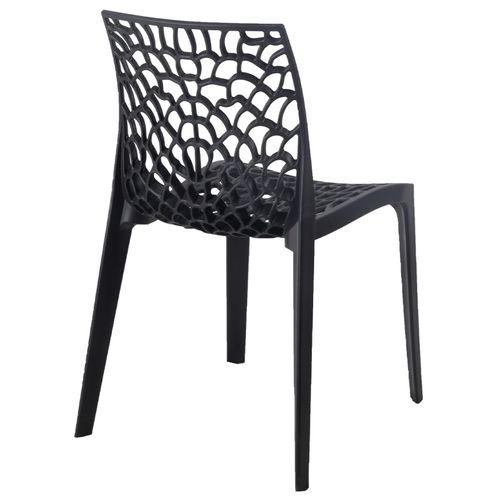 Lot De 4 Chaises De Repas Noires Ajourées Et Empilables - Gruyer 2