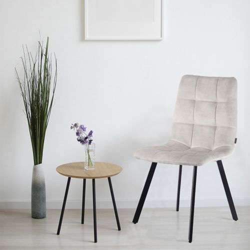 Lot De 2 Chaises En Velours Écru Avec Pieds En Métal Noir - Nami 2