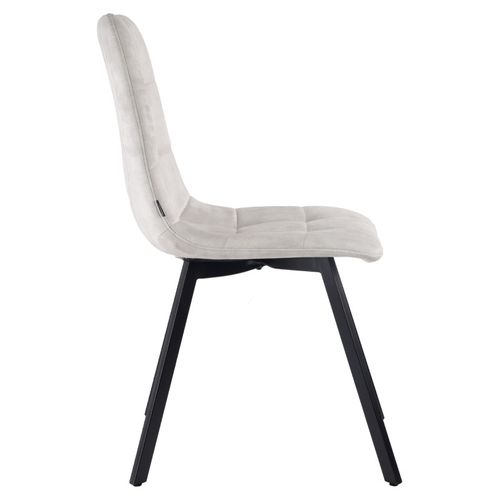 Lot De 2 Chaises En Velours Écru Avec Pieds En Métal Noir - Nami 2