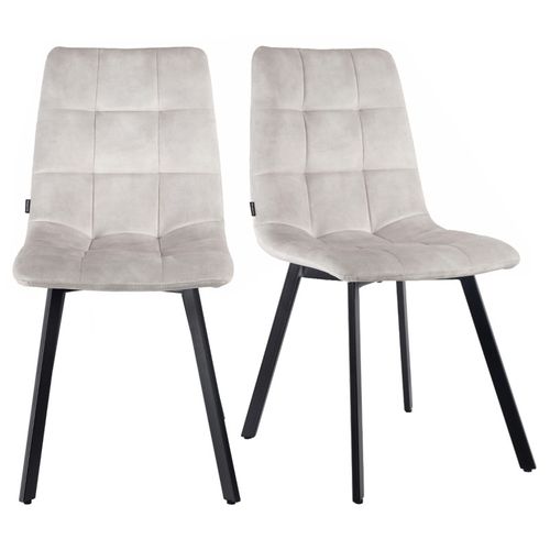 Lot De 2 Chaises En Velours Écru Avec Pieds En Métal Noir - Nami 2