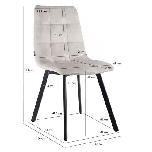 Lot De 2 Chaises En Velours Écru Avec Pieds En Métal Noir - Nami 2