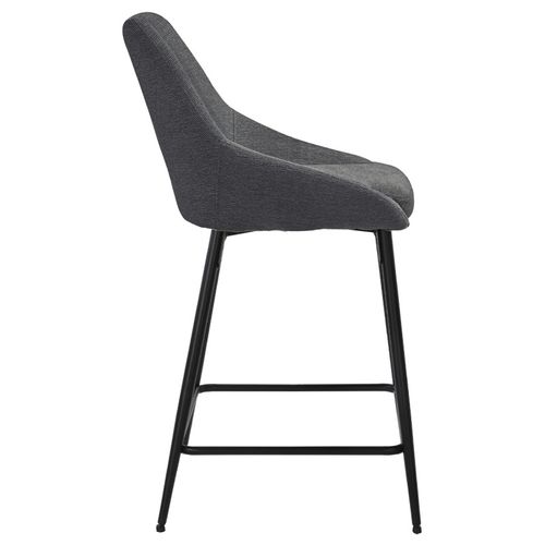 Lot 2 Chaises De Bar Tissu Anthracite Et Pieds En Métal Noir - Jazzy 2