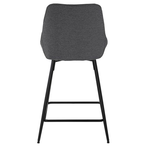 Lot 2 Chaises De Bar Tissu Anthracite Et Pieds En Métal Noir - Jazzy 2