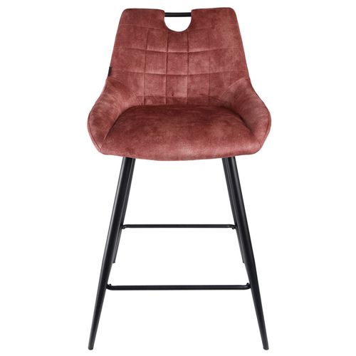 Lot 2 Tabourets De Bar En Velours Rose Avec Pied Métal Noir - Brandy