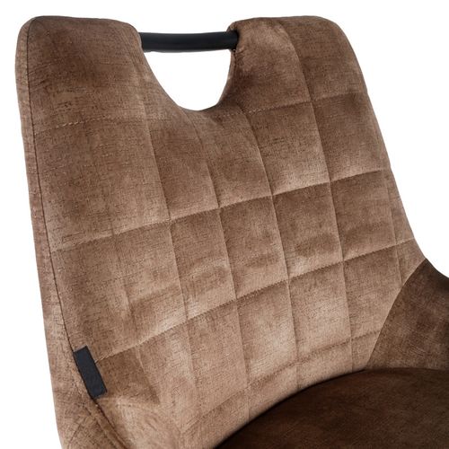 Lot 2 Tabourets De Bar En Velours Marron Avec Pied Métal Noir - Brandy