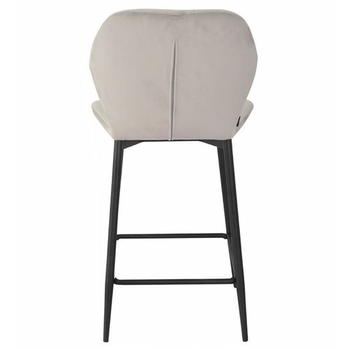 Lot 2 Tabourets De Bar Velours Gris Clair Pieds Métal Noir - Emilio 2