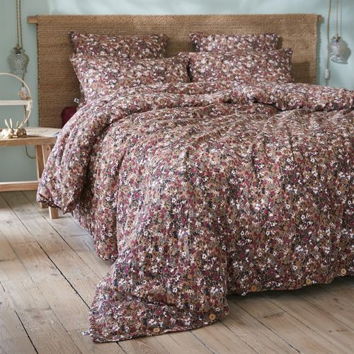 Lot 2 Taies 60 X 60 Cm En Gaze De Coton Camel Et Fleuri - Isabela 1