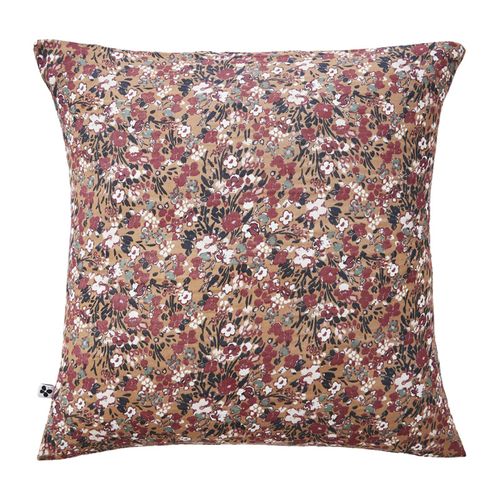 Lot 2 Taies 60 X 60 Cm En Gaze De Coton Camel Et Fleuri - Isabela 1