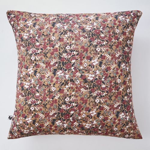 Lot 2 Taies 60 X 60 Cm En Gaze De Coton Camel Et Fleuri - Isabela 1