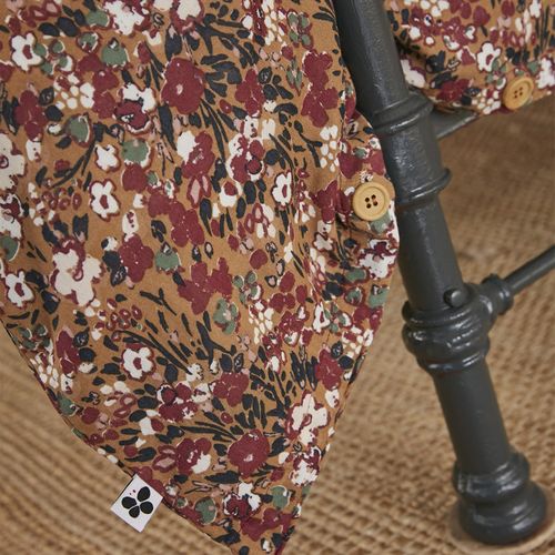 Housse De Couette 140 X 200 Gaze De Coton Camel Et Fleuri - Isabela 1
