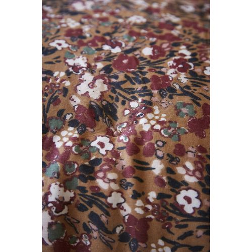 Housse De Couette 140 X 200 Gaze De Coton Camel Et Fleuri - Isabela 1