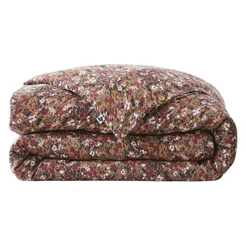 Housse De Couette 240 X 220 Gaze De Coton Camel Et Fleuri - Isabela 1