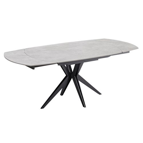 Table Extensible Ovale 130 à 190 Cm En Céramique Gris Béton - Adele