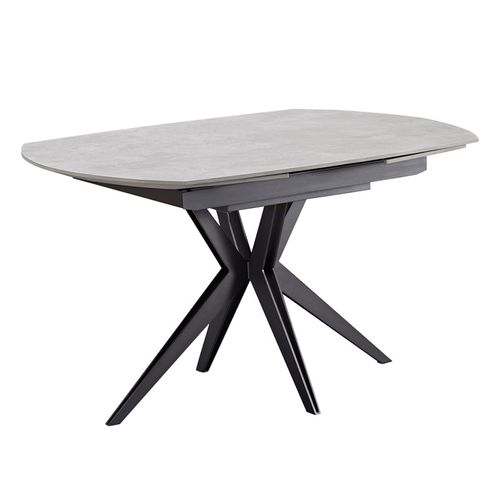 Table Extensible Ovale 130 à 190 Cm En Céramique Gris Béton - Adele