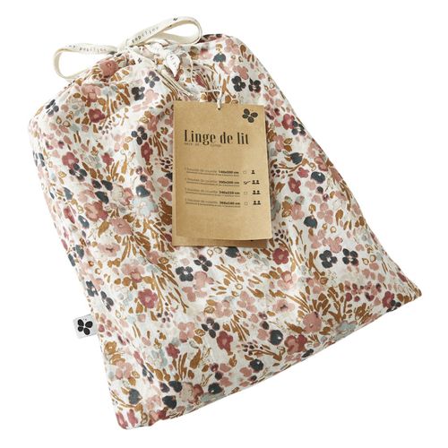 Parure De Lit 200 X 200 Cm Gaze De Coton Écru Et Fleuri - Isabela 2