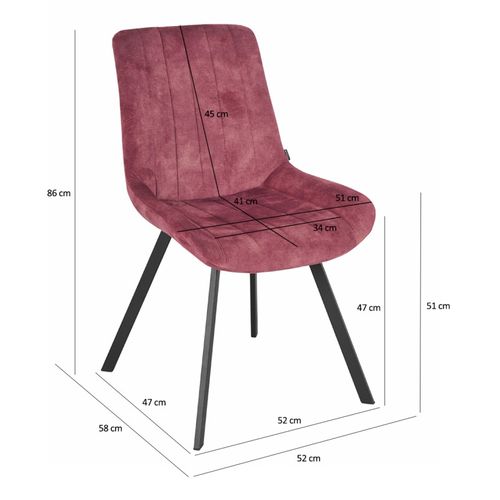 Lot 2 Chaises En Velours Rose Rembourré Et Pieds Métal - Nany 2