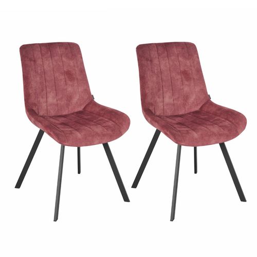 Lot 2 Chaises En Velours Rose Rembourré Et Pieds Métal - Nany 2