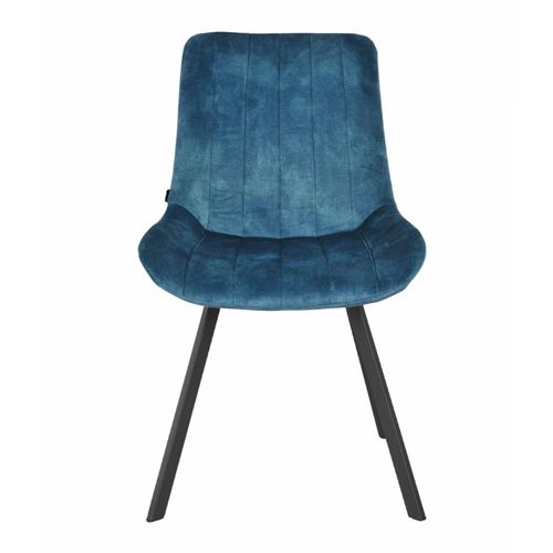 Lot 2 Chaises En Velours Bleu Rembourré Et Pieds Métal - Nany 2