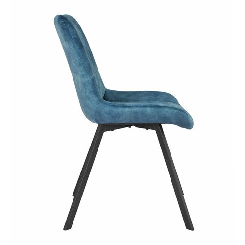 Lot 2 Chaises En Velours Bleu Rembourré Et Pieds Métal - Nany 2