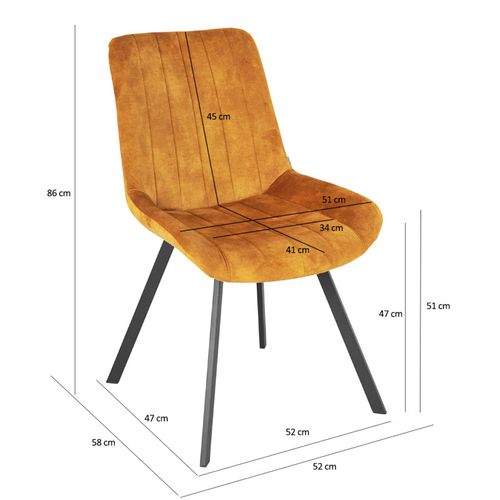 Lot 2 Chaises En Velours Jaune Rembourré Et Pieds Métal - Nany 2