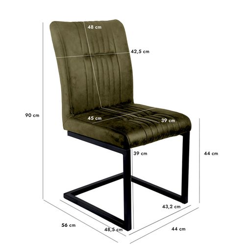 Lot De 2 Chaises En Tissu Vert Vintage Avec Pied Métal Noir - Vivi 2