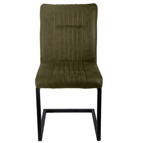 Lot De 2 Chaises En Tissu Vert Vintage Avec Pied Métal Noir - Vivi 2