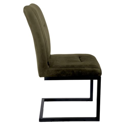 Lot De 2 Chaises En Tissu Vert Vintage Avec Pied Métal Noir - Vivi 2