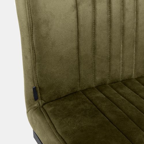 Lot De 2 Chaises En Tissu Vert Vintage Avec Pied Métal Noir - Vivi 2