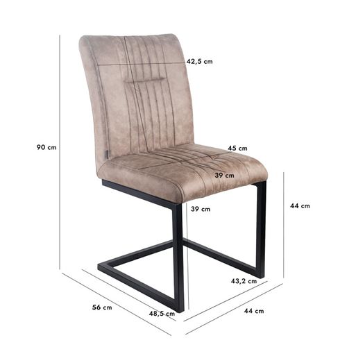 Lot De 2 Chaises En Tissu Taupe Vintage Avec Pied Métal Noir - Vivi 2