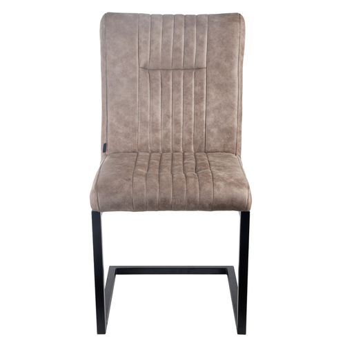 Lot De 2 Chaises En Tissu Taupe Vintage Avec Pied Métal Noir - Vivi 2