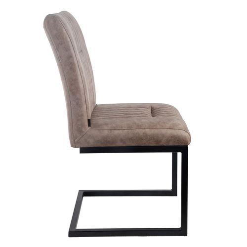 Lot De 2 Chaises En Tissu Taupe Vintage Avec Pied Métal Noir - Vivi 2